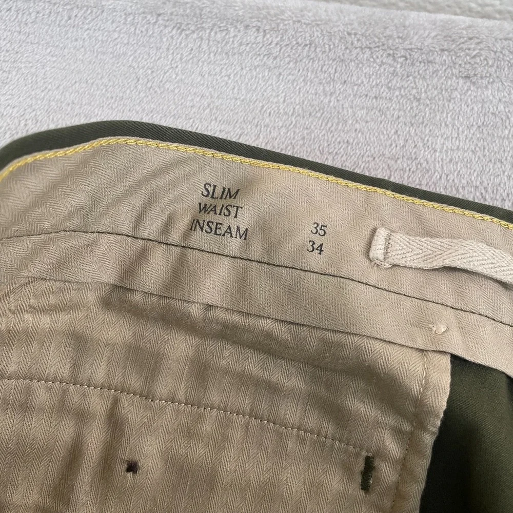 BANANA‎ REPUBLIC Slim Rapid Movement Chino Pants Men 35x28 Waimea Olive Preppy